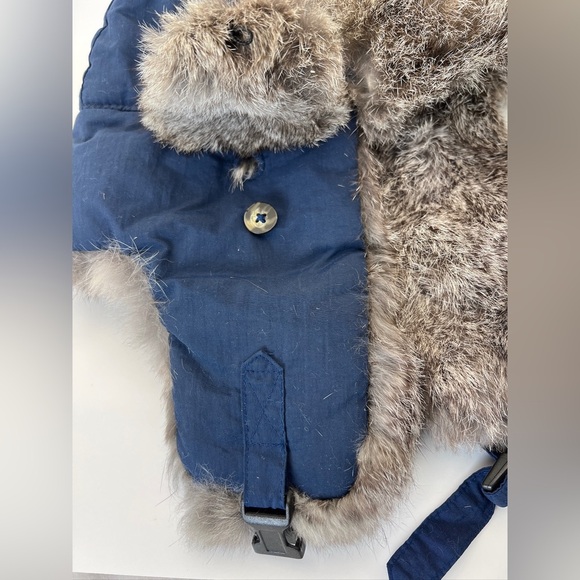 Lil Mad Bomber Kids Rabbit Fur Trapper Hat blue  Size small WARM Ear Flaps - Picture 7 of 11